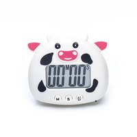 Minuterie de cuisson quotidienne à écran LCD électronique en forme de vache Panda pour le travail d'étude de cuisine avec conception de bétail laitier