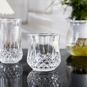 Bicchiere da whisky a forma di clessidra da 310 ml con taglio a diamante e a lancia, in cristallo trasparente senza piombo con doppia faccia - Product Image 4