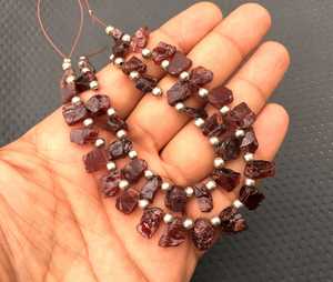 20pcs January Birthstone Beads Side-Drilled Red Garnet Gemstone Natural Raw Uneven Shape for Jewelry Making - Product Image 3