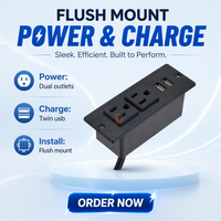 Prises de courant encastrées sur table pour meubles américains approuvées par ETL Bande 2 prises de courant pour canapé avec deux ports USB