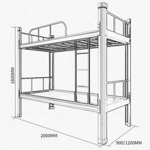 Hot Sale Heavy-Duty Stalen Dubbeldekker Loft Stapelbuis Frame Nieuwste Ontwerp Klop Metalen Ijzeren <span class=keywords><strong>Bed</strong></span> Voor Scholieren Slaapkamers - Product Image 6
