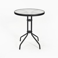 Ensemble de table et chaises en métal pour balcon, cour extérieure, sept pièces, avec table en verre et chaises en rotin