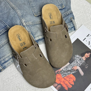 Mules en cuir décontractées, chaussures mules personnalisées, mules pour femmes en cuir véritable de haute qualité, pantoufles souples en liège, sabots tendance - Product Image 1