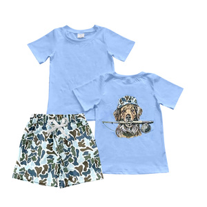 Camiseta de manga corta para bebé niño con estampado de cachorro camuflaje azul personalizado BT1761, ropa de verano para niños. - Product Image 5