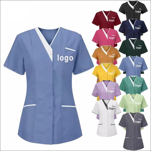 Uniforme de enfermera personalizado Scrubs Tops de manga corta de bolsillo Clínica Enfermería Scrub Tops Cuidado DE LA SALUD Túnica Diseño Imprimir Logo - Product Image 1