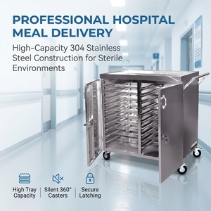 Chariot de service alimentaire isotherme en acier inoxydable pour hôpitaux, cliniques et maisons de retraite - Product Image 3