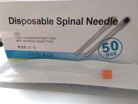 Aiguille spinale jetable 20/21/22/23/24 G, type Quincke, pointe crayon, stérile, vétérinaire
