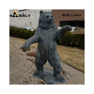 Staand Als Een Menselijk Metalen Koperen Dier Standbeeld Op Maat Ontwerp Gieten Realistisch En Levendig Groot Grizzly Beer Sculptuur Standbeeld