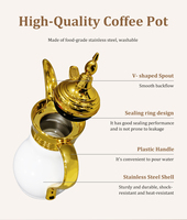 Cadeau du Ramadan : Pot à café turc en métal de qualité alimentaire en forme de Dallah, couleur argent ou or, 1,0 litre, thermos arabe Dallah