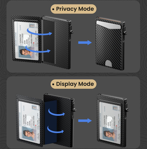 नए डिजाइन कार्बन फाइबर चमड़े के पॉप अप पुरुषों की रफिड वॉलेट स्मार्ट स्लिम व्यवसाय एल्यूमीनियम आईडी क्रेडिट कार्ड धारक पर्स के साथ मनी क्लिप - Product Image 2