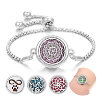 Bracelet diffuseur magnétique ajustable en acier inoxydable, motif Arbre de Vie, pour aromathérapie, créatif, pour couple, pour huiles essentielles