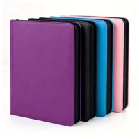Classeur de cartes à collectionner grande capacité à 3 anneaux et 9 pochettes, couleur unie, en cuir PU avec fermeture éclair, 350x260x45mm, pour collectionneurs de cartes