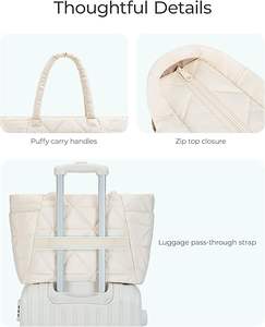 Bolso Tote para <span class=keywords><strong>Mujer</strong></span>, Bolso Tote Acolchado con Cremallera, Bolso de Hombro Grande Acolchado con Compartimentos para Viajes, Trabajo, Gimnasio - Product Image 6