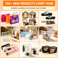 Sac cosmétique transparent en PVC pour le voyage, rangement de maquillage, fermeture éclair, impression de logo personnalisée, imperméable, vente en gros, réutilisable