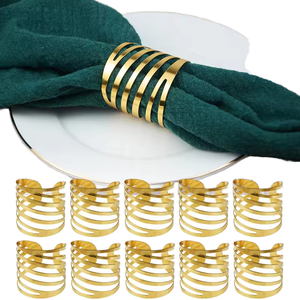 Anneaux de serviette ronds en métal doré argenté de luxe en gros, écologiques, durables, largeur 4 cm pour la décoration de mariage et de fête - Product Image 1