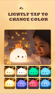 Modern Style <b>LED</b> Night <b>Light</b> Silicone <b>Touch</b> Sensor Children Deer Night <b>Light</b> Baby Bedroom Outdoor Family Creative Gift - Product Image 6
