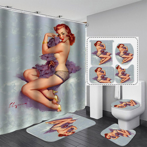Cortina <span class=keywords><strong>de</strong></span> ducha con diseño Retro para chica bonita y Sexy, conjunto <span class=keywords><strong>de</strong></span> decoración <span class=keywords><strong>de</strong></span> Pintura Artística, <span class=keywords><strong>cortinas</strong></span> <span class=keywords><strong>de</strong></span> <span class=keywords><strong>baño</strong></span>, Pin Up - Product Image 2