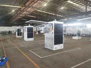 Tour de vidéosurveillance <span class=keywords><strong>solaire</strong></span> Cube avec mât de 6 m, 4 panneaux de 440 W et 4 anneaux d'antenne cellulaire pour la surveillance de la sécurité publique - Product Image 4