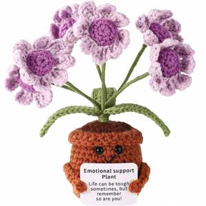 Positive Daisy Crochet Daisy <b>Flower</b> Emotional <b>Support</b> Knitted <b>Flower</b> Pot Crocheted Potted <b>Flower</b> for Home Office Car Decor - Product Image 1