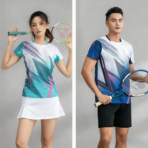 Ensemble de vêtements de badminton de qualité supérieure, manches courtes, hommes et femmes, tissu doux, durable, sportif, élégant, vêtements de badminton compétitifs - Product Image 4