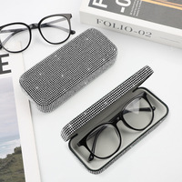 Étui de rangement pour lunettes et lunettes de soleil en ABS orné de diamants, type boîte, portable, pour intérieur de voiture