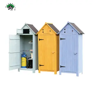 Wooden Garden Storage Closet Vertical Shed For Tools With Lock Equipment Cabinet Waterproof