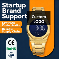 Jam Tangan Digital LED Pria Kelas Atas, Casing Aloi, Kaca Mineral yang Diperkuat, Tali Baja Tahan Karat, Tahan Air 3BAR