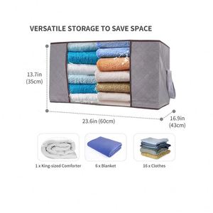 <b>Large</b> Double Zipper Foldable PVC Organizer Thickened Non-Woven Fabric Sewing Technique Functional <b>Wardrobe</b> Clothing - Product Image 6