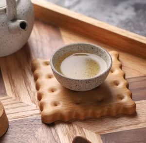 Classic Solid Wood Coasters Natural Color <b>Teacup</b> Mugs Milk Cups Coffee Cup Mat Holders Heat Insulation Pads Reusable - Product Image 1
