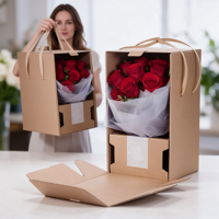 Großhandel Maßgefertigte Wellpappe-Blumenverpackung Versandbox, Seitlich Öffnender Deckel Versiegelbare Logo-Blumenstrauß-Papierbox