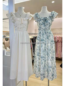 Elegante <span class=keywords><strong>Abito</strong></span> Casual Estivo-Autunnale <span class=keywords><strong>in</strong></span> Chiffon e <span class=keywords><strong>Pizzo</strong></span> Tinta Unita <span class=keywords><strong>con</strong></span> Vita Naturale per Occasioni Religiose - Product Image 4