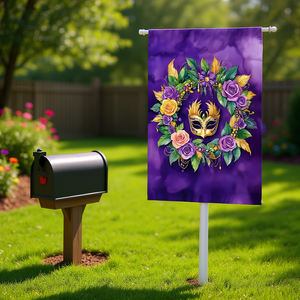 Guirlande de Mardi Gras, drapeau de jardin décoratif en tissu polyester, œuvre d'art pour la cour, bannière de patio, pour parterres de fleurs, différentes tailles - Product Image 2