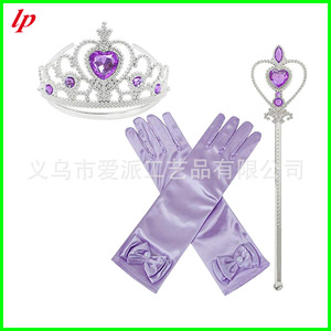 Princess Crown <b>Magic</b> Wand Gloves <b>Set</b> Gold Red Heart Design For Girls Costume Accessories LPP4614 - Product Image 2