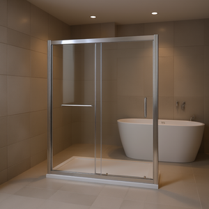 Puerta Corredera Simple para Ducha, 48 x 72 Pulgadas, Marco Cromado, Rectangular, Diseño Minimalista - Product Image 2