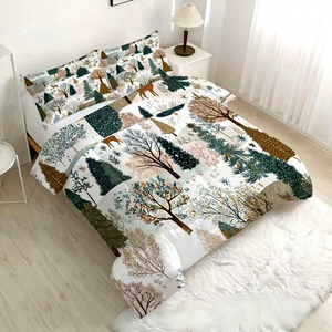 Ensemble de housse de <span class=keywords><strong>couette</strong></span> trois pièces personnalisable à impression numérique, motif <span class=keywords><strong>cerf</strong></span> et arbre, en polyester ultra-fin - Product Image 2