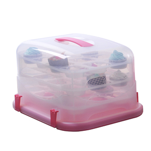 Équipement de cuisson Outils de gâteau Porte-cupcakes en plastique <span class=keywords><strong>Support</strong></span> de stockage de gâteaux et transporteur 24 tasses Muffin Carrier avec casserole - Product Image 4