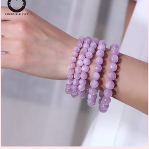 ลูกปัดกลมหินธรรมชาติสำหรับผู้หญิงหรือผู้ชายสร้อยข้อมือพลอยอเมทิสต์ตาเสือสีฟ้าเครื่องประดับแฟชั่น Labradolite8MM - Product Image 6