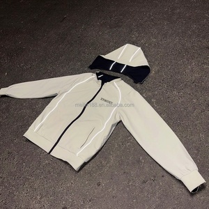 Vestes coupe-vent en nylon réfléchissantes 3M personnalisées pour hommes, style streetwear décontracté, imperméables et résistantes au vent, avec fermeture éclair - Product Image 4