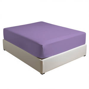 Sábana Ajustable 100% Algodón Color Lila Para Cama Francesa King Size 180x200cm - Product Image 3