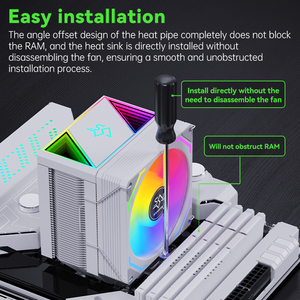 Ventilador de refrigeración para juegos SNOWMAN Ultra-Quiet CPU Heat Pipe Cooler para PC Intel y AMD Overclocked Compatible con carcasa de ordenador y radiador - Product Image 4