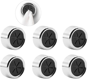 Set di 6 Portasciugamani da Parete Autoadesivi con Ventosa a Pressione, Forma Rotonda per Cucina e Bagno - Product Image 1