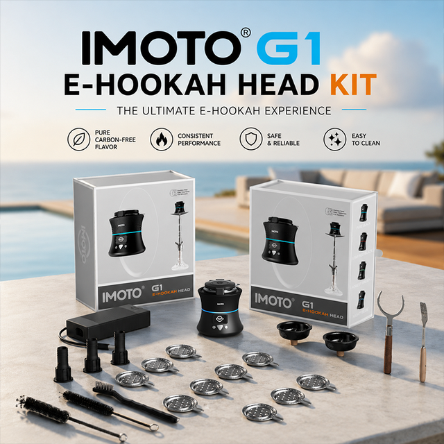 IMOTO Portable Smart Hookah Head Eco-Friendly Plastic Lacquer 360 Spherical Heating HeatCore ITC Included Travel Use Easy Clean