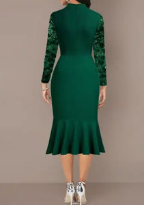 Vestiti 2026 indefiniti da <span class=keywords><strong>donna</strong></span> vestiti da <span class=keywords><strong>donna</strong></span> Casual ufficio invernale lavoro a <span class=keywords><strong>balze</strong></span> in pizzo <span class=keywords><strong>con</strong></span> cuciture verde scuro a sirena - Product Image 3