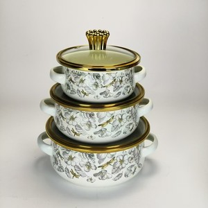 Chinese Style Soup Pot Enamel Pot <strong>Set</strong> 6pcs Enameled <strong>Saucepan</strong> <strong>Induction</strong> Cooker Universal Flowers and Birds Mini Cooker - Product Image 3