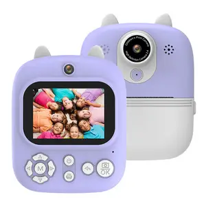 P2 bedruckbare Kinderkamera Digital 1080p HD 2,4 Zoll Doppellinse Mini-Cartoon-Elemente Drucken Sofortiger Druck mit Thermofoto