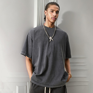 Camiseta personalizada de alta calidad 100% algodón 270GSM para hombre, ropa de calle gráfica de gran tamaño, camiseta Vintage con estampado de logotipo - Product Image 2