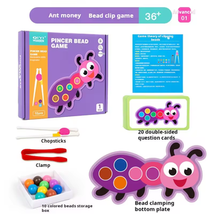 Jeu de <span class=keywords><strong>peinture</strong></span> et de jeu de société 2 en 1 pour enfants, jeu de perles à clipser en bois, jeu de reconnaissance des couleurs, jeu de perles à pince pour enfants - Product Image 6