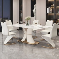 Nouveau Mobilier de Salle à Manger Moderne Simple Luxe Léger, Ensemble Table à Manger Haut de Gamme en Pierre Frittée et Chaises