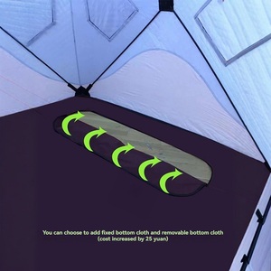 Tente de pêche sur glace isolée à 3 couches, tente d'hiver automatique pop-up pour 1 à 6 personnes avec cheminée pour sauna et pêche sur glace - Product Image 4