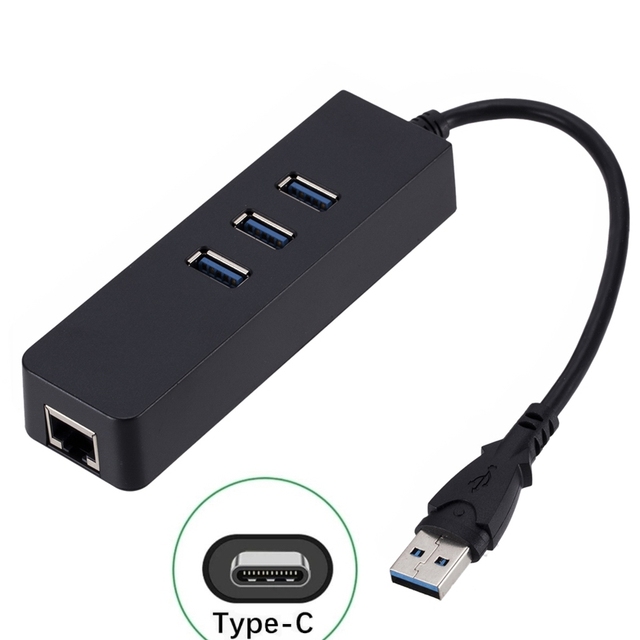 USB 3.0 Type C Type-C to 100Mbps Ethernet Adapter 3 Port USB 3.0 2.0 HUB Rj45 Lan Network Card for Macbook Mac Desktop PC Laptop
